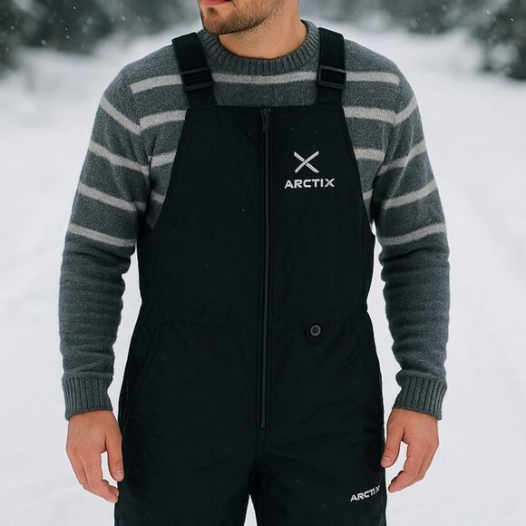 Arctix Men’s Black Insulated Snow Bib Overalls M 32-34W 32L Waterproof Ski Pants - Picture 1 of 15